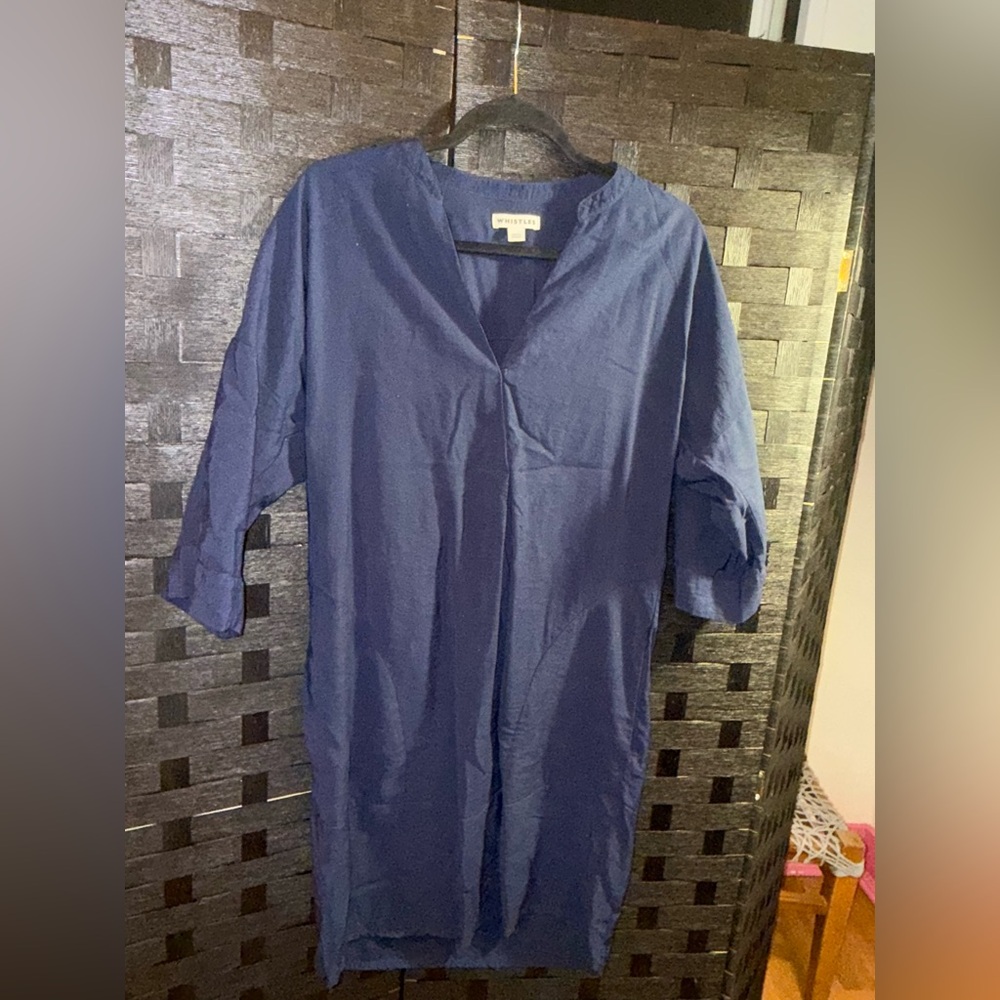 Whistles Navy Blue Relaxed Casual Shirt Dress